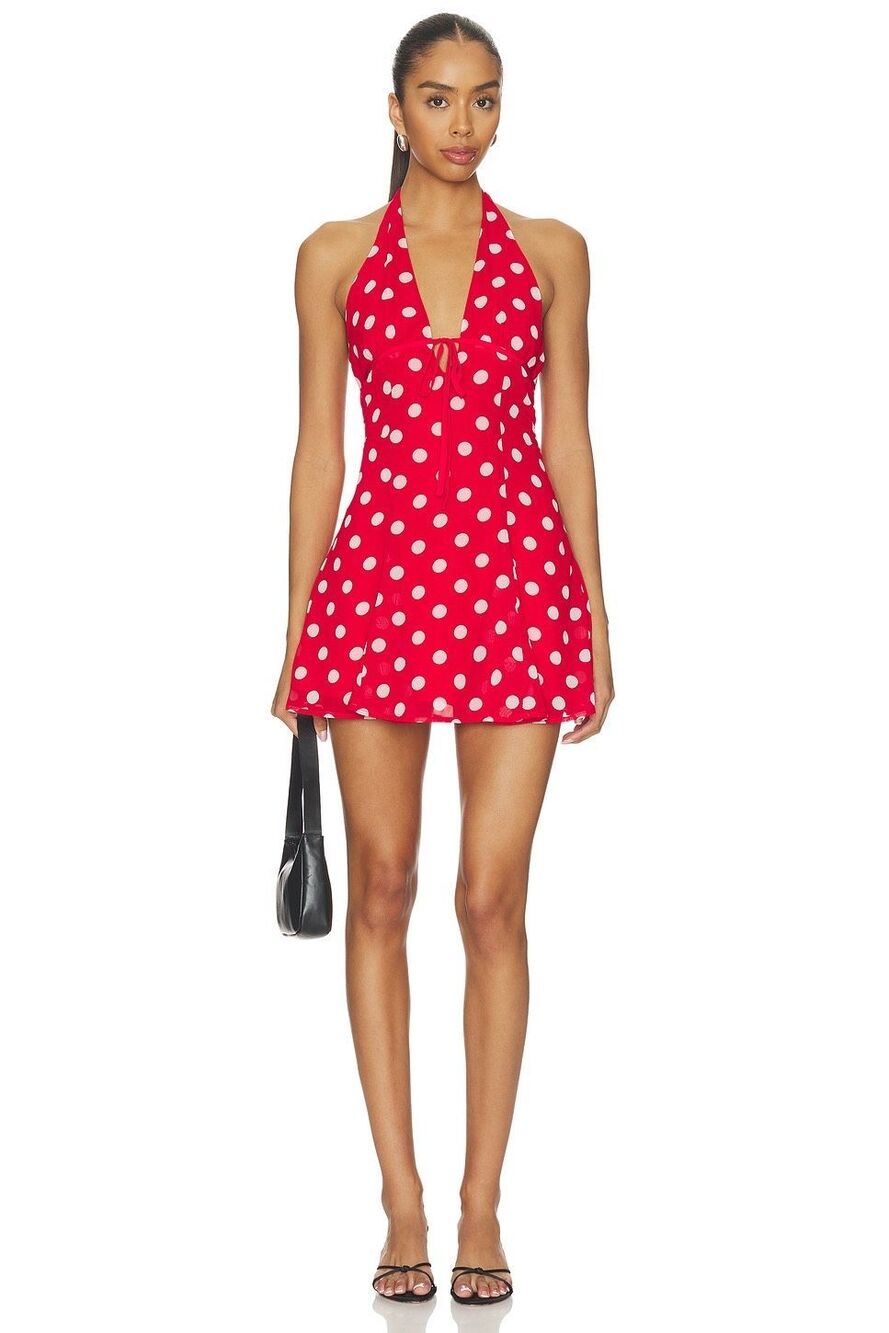 Red Polka Dot Halter Mini Dress